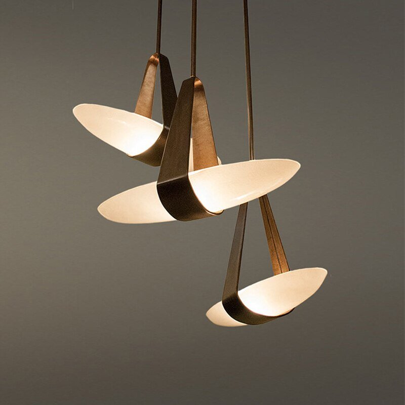 Nordic Modern Creative Pendant Lamp Leather Glass Chandelier Bedroom Bedside Living Room Designer Personalized Lighting Fixtures 1