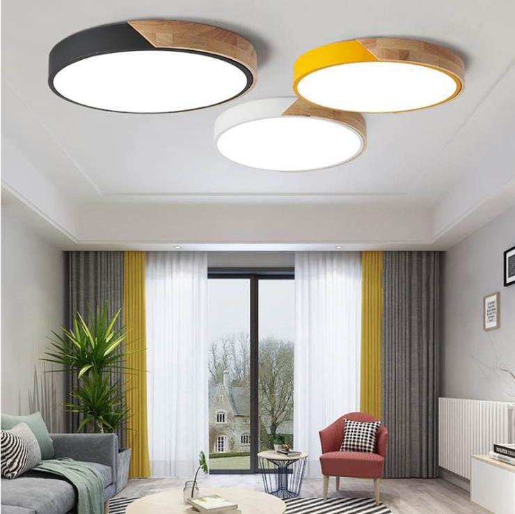 New Ultra thin  LED Ceiling Light Lamp Surface Mount lamp For For Living room  Nordic Wood Lamp For  Kid's Room Light Fixtures 2