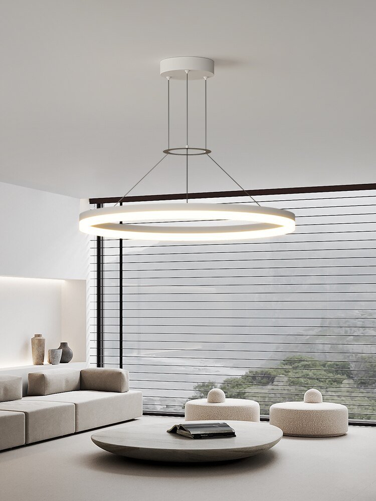 Modern Minimalist Led Pendant Lamp For Living Room Bedroom Dining Kitchen Black Ring Hanging Ceiling Chandelier Lighting Fixture 3