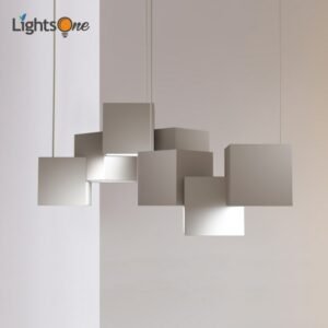 Simple creative personality box pendant lights Nordic post-modern living room bedroom bar pendant lamp 1