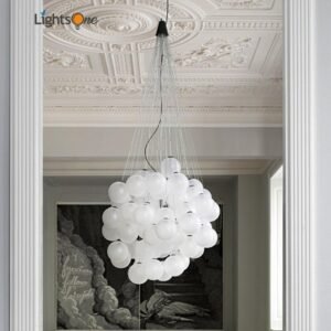 Designer modern minimalist magic bean restaurant lamp glass stairwell villa art chandelier 1