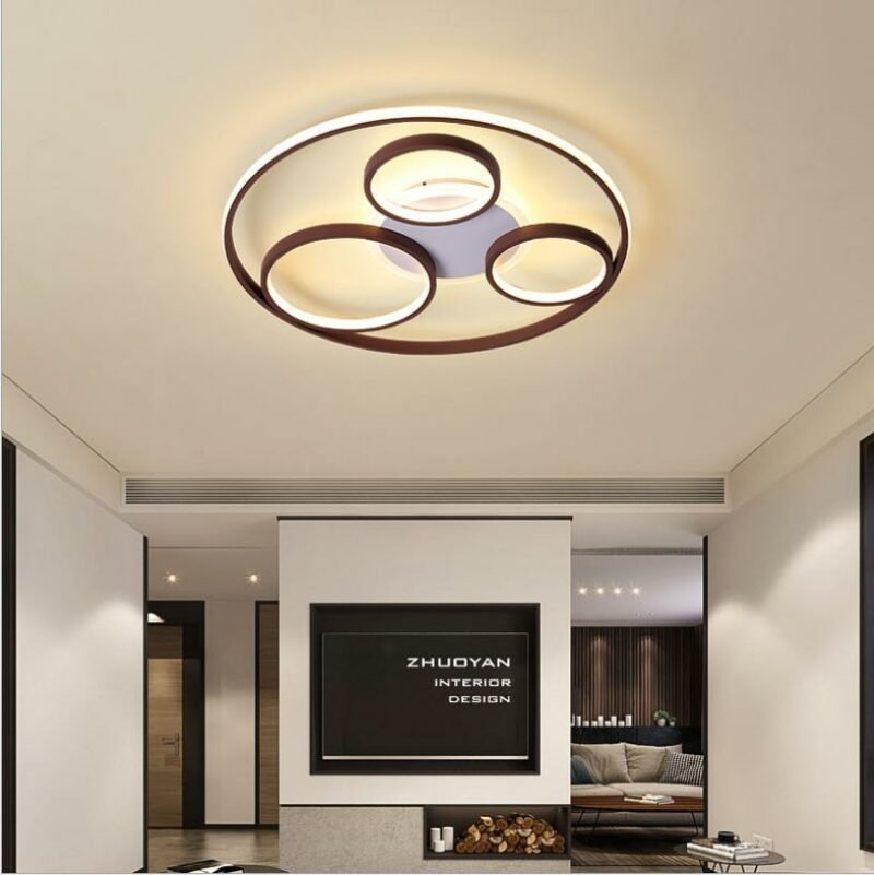 New Ultra thin round led  Ceiling Light for Living Room bedroom living room study acrylic brown ceiling lamp 1