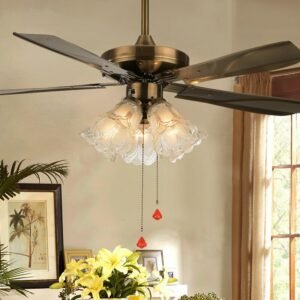 American Restaurant Ceiling Fan Lamp Living Room Smart Fan Light Electric Fan Lighting Retro Bedroom Country Fan Chandelier 1