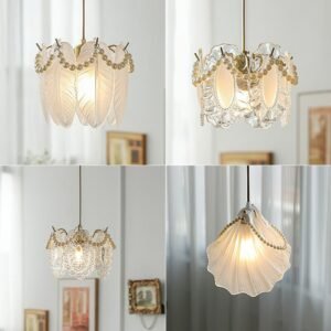 French Europe Pendant Lamp Luxurious Glass Pearl Lampshade Hanging Lights Fixtures for Dining Room Bedroom Decoration Lighting 1