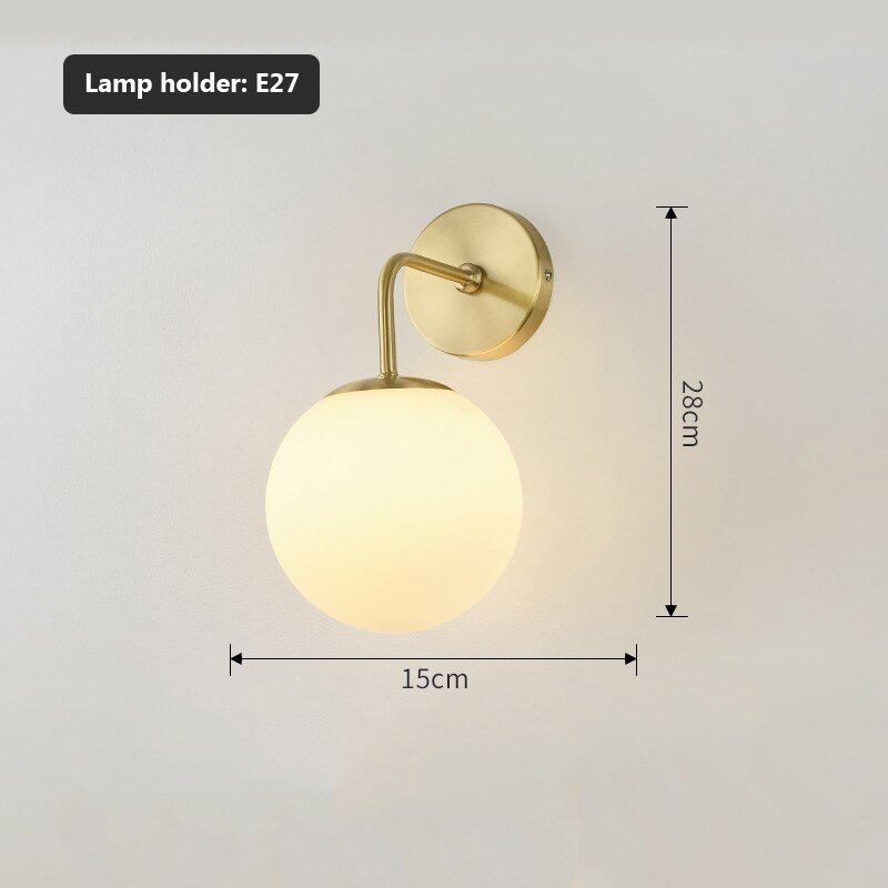 Wall lamp Nordic Golden Wall Lights With Milky/Clear Special Glass Round Ball Bedside Wall Lights In Bedroom 4
