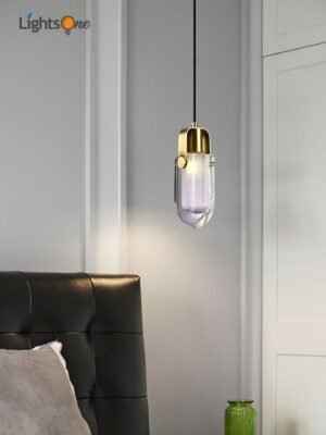 All copper bedside modern minimalist aisle restaurant pendant lamp luxury crystal small pendant lights 1