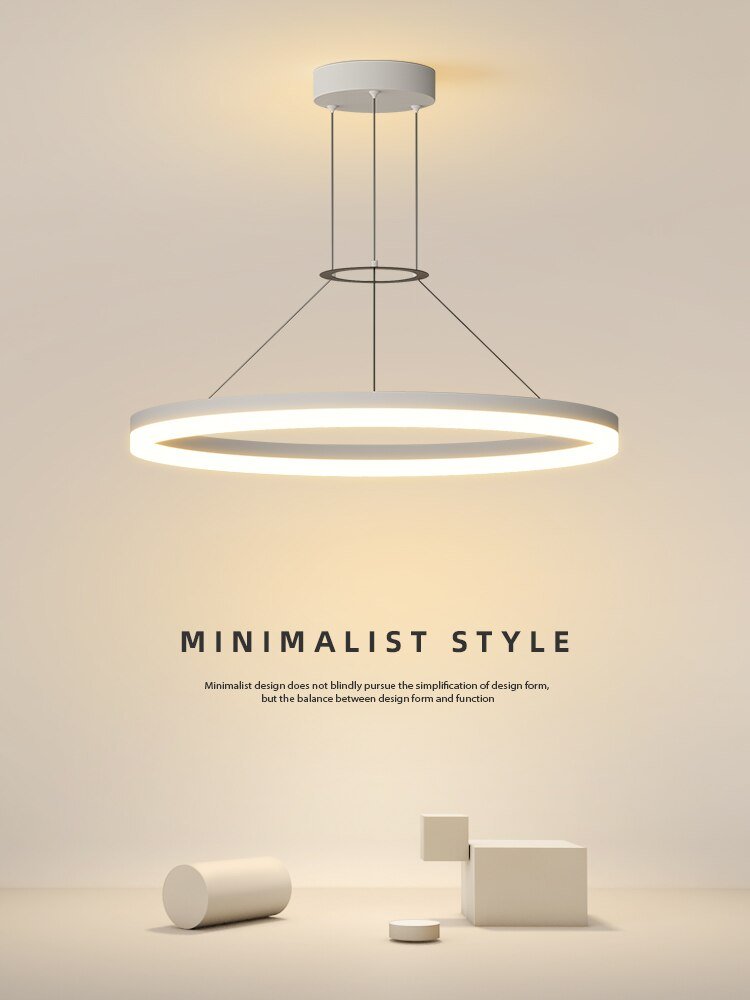 Modern Minimalist Led Pendant Lamp For Living Room Bedroom Dining Kitchen Black Ring Hanging Ceiling Chandelier Lighting Fixture 2