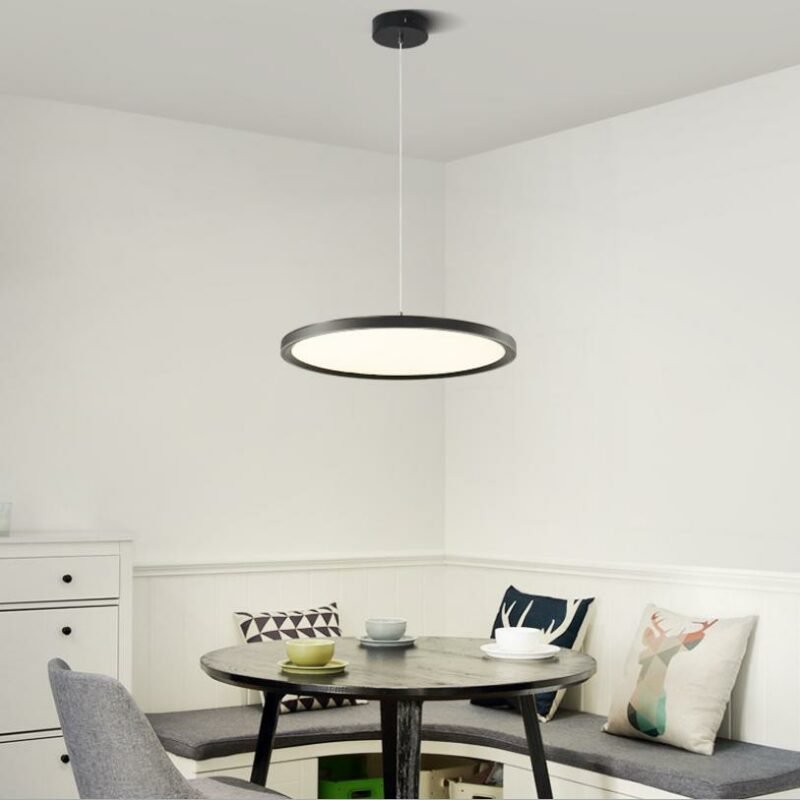 Nordic Led Restaurant Pendant Light For Bar Coffee Shop Round Hanging Lamp Black Light Luxury disc Lamp Fixtures 4
