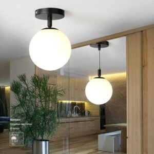 WADBTY Nordic Minimalist Modern Round Glass Ball Ceiling Lamp Corridor Lamp Creative Living Room Lights Ceiling Lamp 1