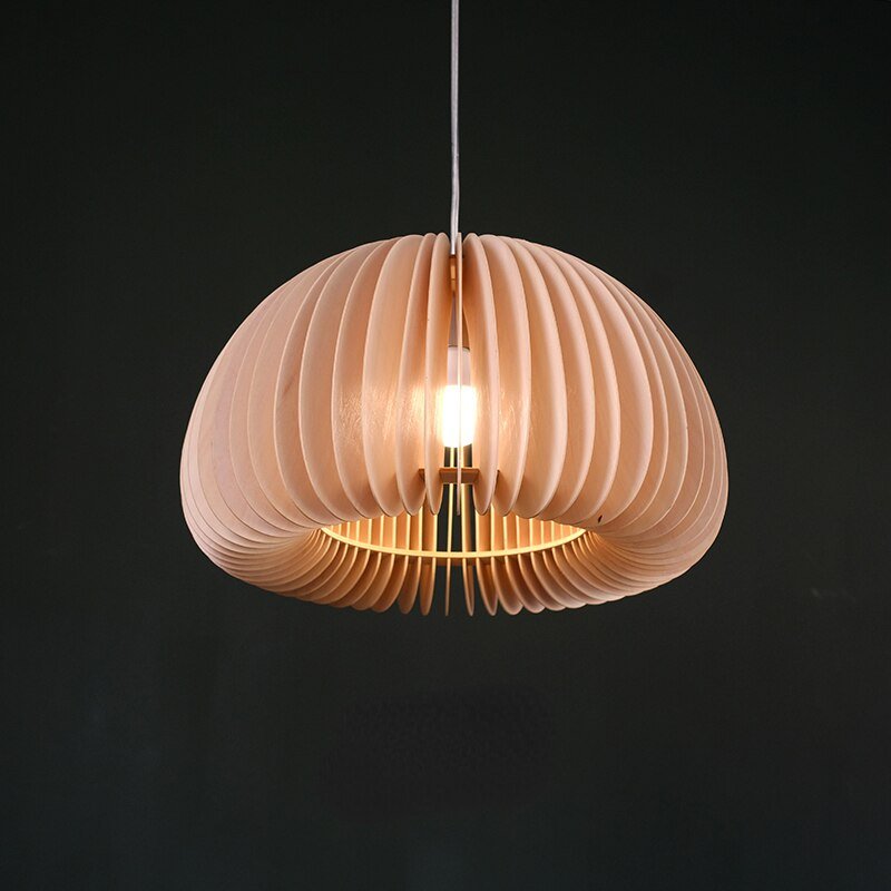 Nordic Designer Wood Pendant Lamp for Kitchen Bedroom Living Room Aesthetic Room Decorator Apple Lighting Appliance Luminaria 1