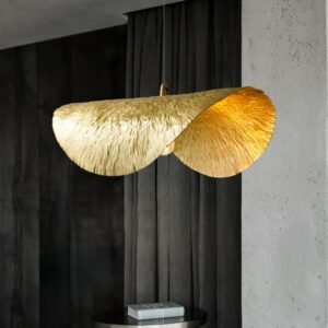 Lotus Leaf Copper Pendant Light Handmade LED Chandelier for Living Dining Room Kitchen Bar Aesthetic Room Decorator Lustre Lamp 1