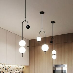Nordic glass pendant lamp minimalist light designer long pendant light G9 black and gold light restaurant kitchen hanging lights 1
