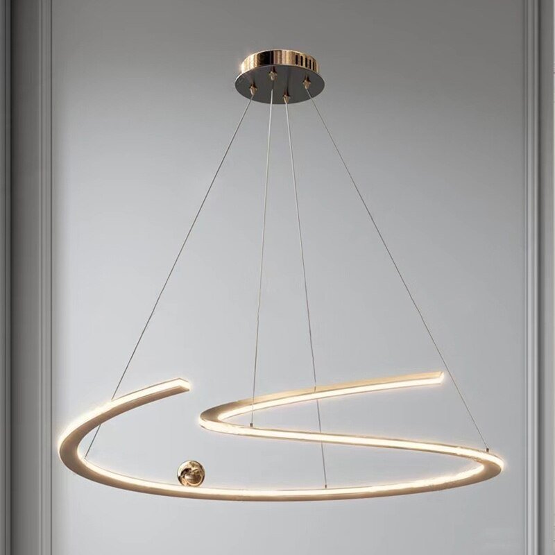 Italian Style Minimalist Pendant Light Irregular Line Living Room Designer Acrylic Lamp Chandelier Bedroom Luminaire Suspension 1