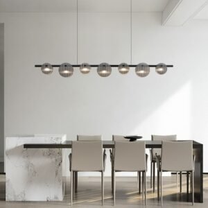 Italian minimalist restaurant chandelier design art glass simple stainless steel bar lamp 1