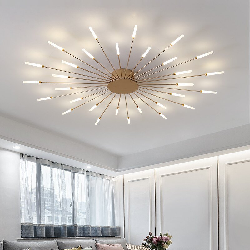 Nordic Gold Chandelier LED Ceiling Lights For Studyroom Bedroom Dining Room Foyer Kitchen Villa Apartment Indoor Home Lighting 4