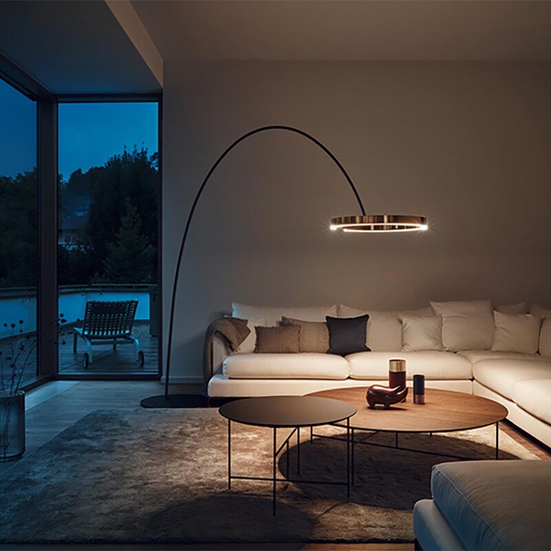 Modern minimalist ring vertical floor light living room study model room club fishing floor lamp 4