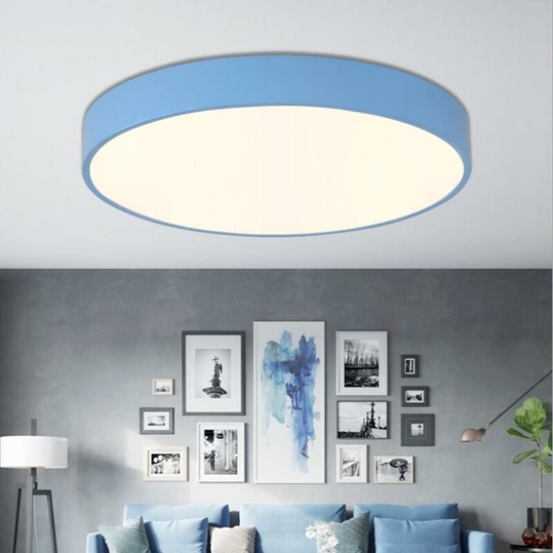 LED color macaron ceiling lamp Nordic round simple led children warm creative balcony bedroom ceiling lamp 6