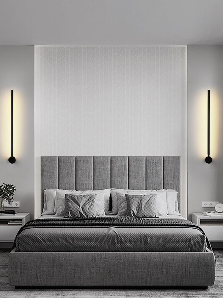 Minimalist long strip wall lamp bedroom bedside lamp modern minimalist living room hotel wall light 3