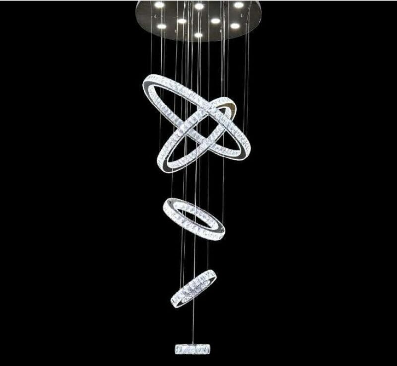 New LED O Round Ring  Chandelier Lighting  For Living Room Hanging lamp K9 Crystal Luxury Circle Lights Lamp For Villa Hotel 3