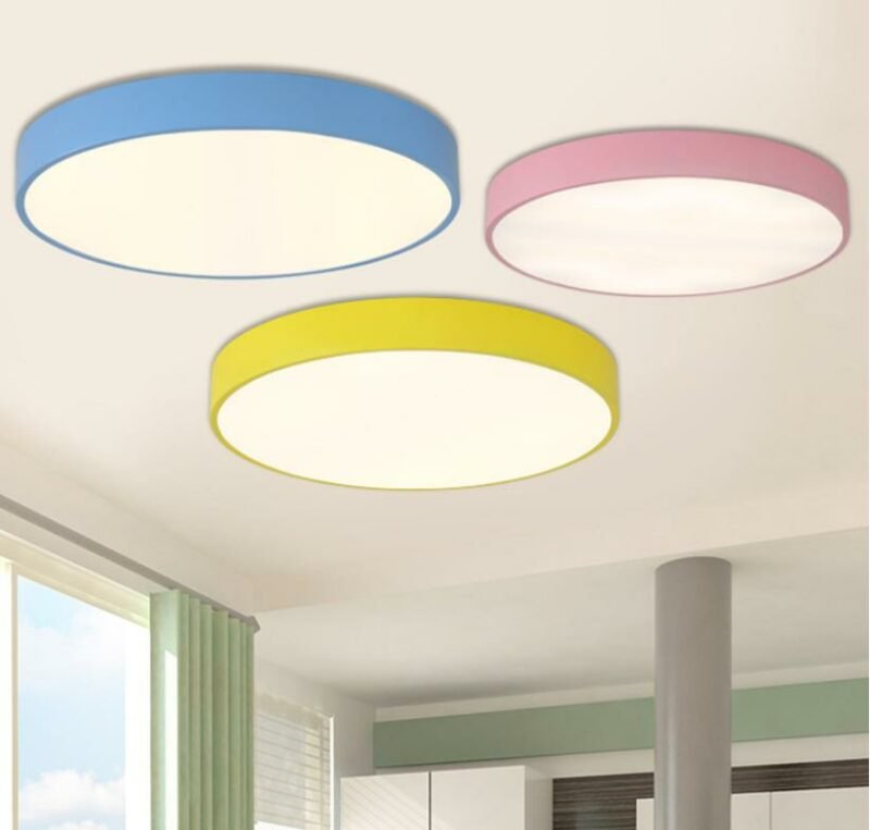 LED color macaron ceiling lamp Nordic round simple led children warm creative balcony bedroom ceiling lamp 3