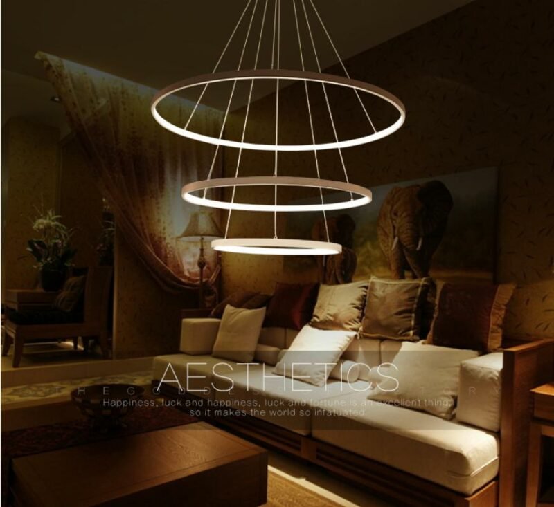 New Modern LED Round Ring chandelier lighting  For Living Room lights  Aluminum body Hanging lamp For  Restaurant Decor Fixtures 6