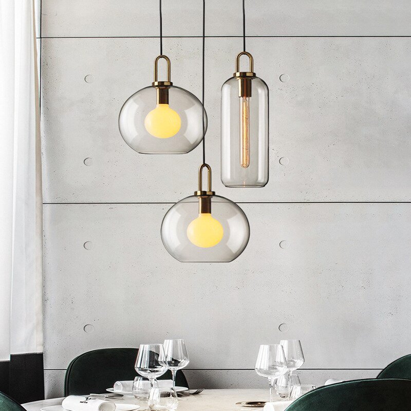 Nordic Glass Ball Pendant Lights Restaurant Dining Room Kitchen Hanging Lamps Study Bedroom Bedside Lamps Lighting Fixtures 4