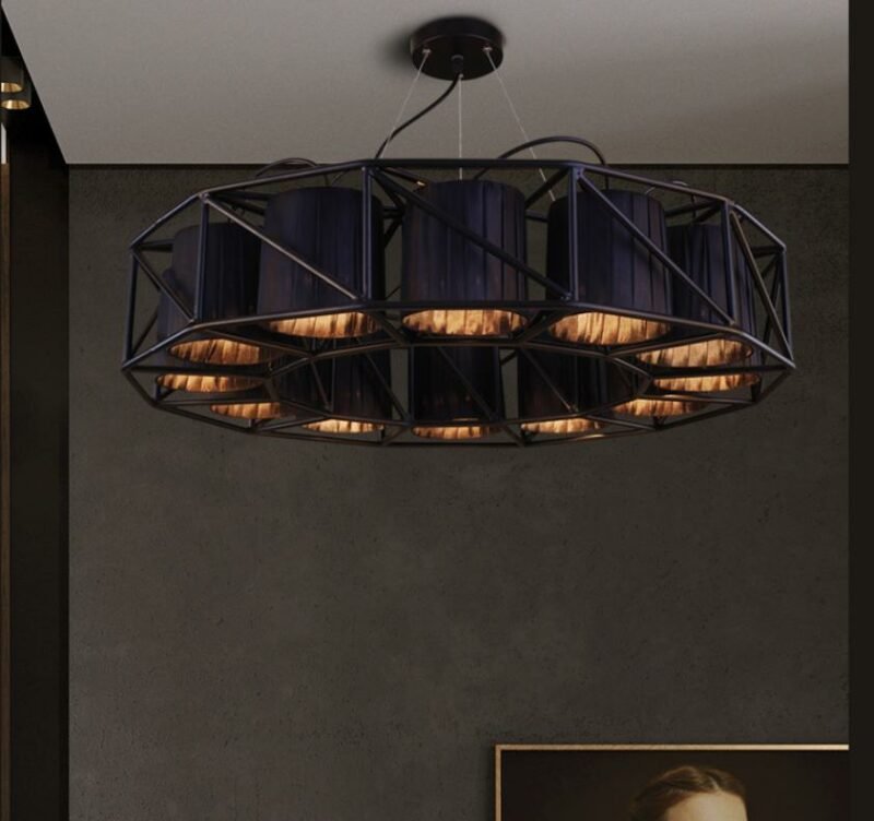 Loft industrial style restaurant cloth cover Pendant light For living Room American retro black hanging lamp For bar light 3