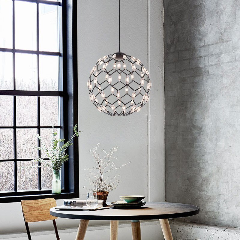 Minimalist Round Led Living Room Chandelier Black Iron Ball Hanging Lamp Decoration Bedroom Dining Table Bar Nordic Chandelier 2