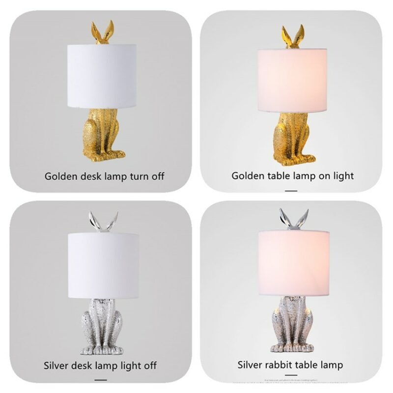 Nordic Designer LED Masked Rabbit Resin Table Lamp Retro Stand Desk Night Lights for Bedroom Home Decor Bunny Bedside Lamp E27 4