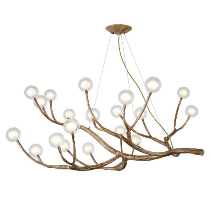 New Led Resin Tree Branch Pendant Chandelier Lighting For Dining Table Living Room Glass Bubble Home Decor Hanging Lamp Fixtures 3