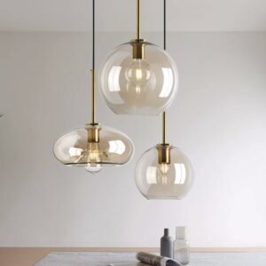 Modern Nordic hanging loft Glass lustre Pendant Light industrial decor Lights Fixtures E27/E26 for Kitchen Restaurant Lamp 1