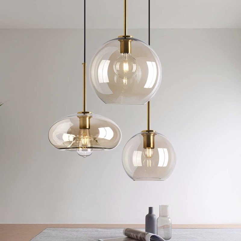 Modern Nordic hanging loft Glass lustre Pendant Light industrial decor Lights Fixtures E27/E26 for Kitchen Restaurant Lamp 1