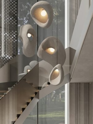 Staircase Chandeliers Wabi-sabi Style Creative Lamp Designer Japanese Chandelier Home Decor Living Room Duplex Indoor Lighting 1