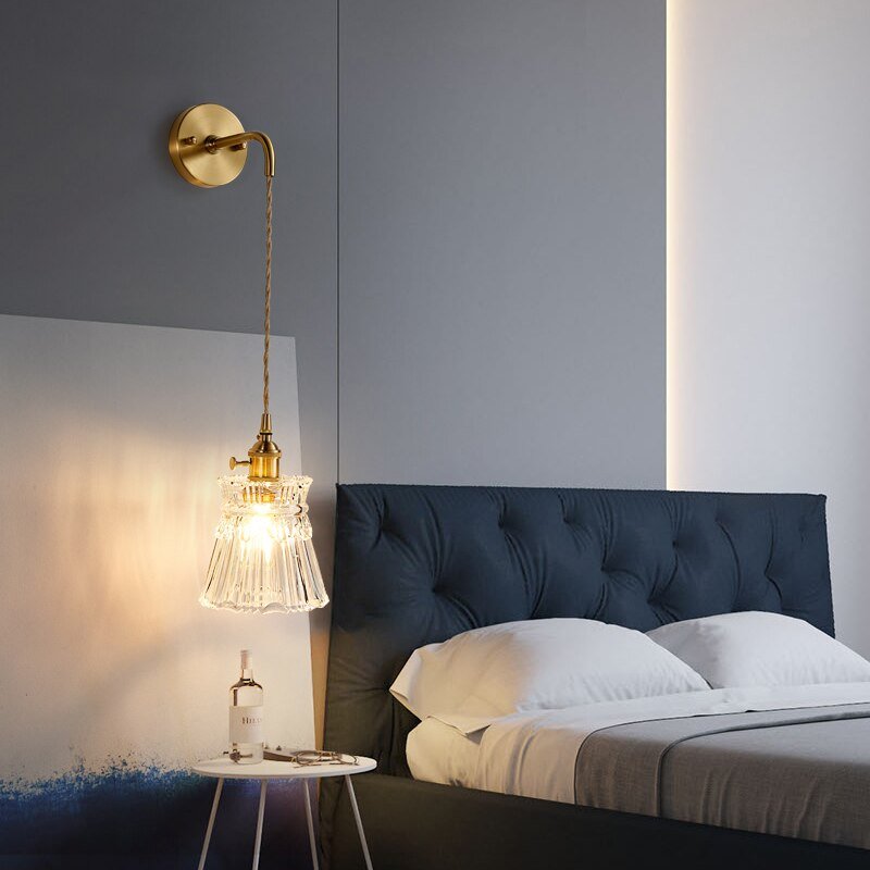 Nordic Glass Wall Lamp Beside Bedroom Bathroom Mirror Light  American Style LED Wall Sconces Vintage Edison Lighting Luminaire 4