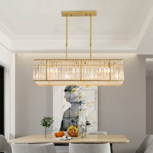 Modern  Luxury Square Pendant Lighting  Crystal Light Black Gold Living Room Bedroom Dining Study Room Hanging Lamp Decor Light 1