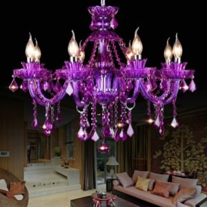 Crystal Chandelier Purple Color K9 Crystal Villa Lobby Living Dining Room Bedroom High Quality Hanging Lamp Kitchen Island Light 1