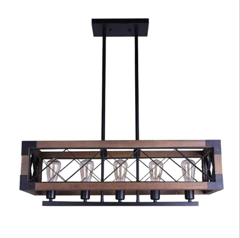 Retro Industrial Dining Room Chandelier Light Loft Wrought Iron Multi head Suspension Lamp  For Study Kitchen Pendant Lamp 6