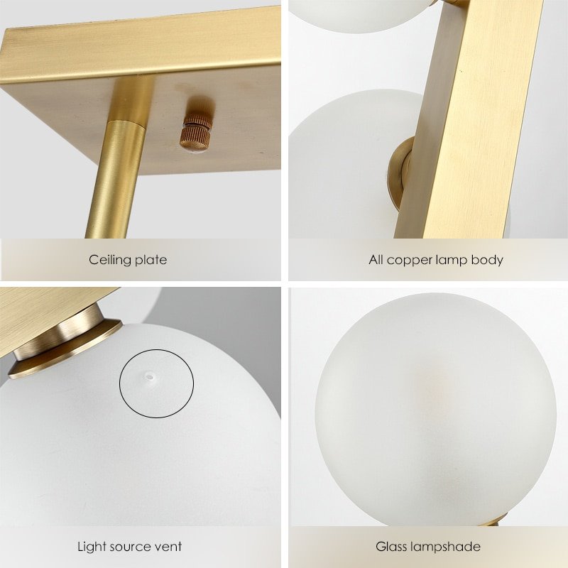 Modern minimalist copper restaurant chandelier light luxury creative magic bean lamp strip bar restaurant lamp 4