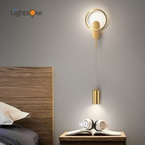 All copper light luxury bedside wall lamp simple background wall lamp creative brushed bedroom spotlight wall light 1