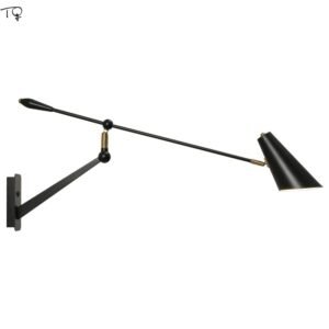 Designer Industrial Swing Arm Wall Lamp with Switch Long Arm Black Wall Mounted Living/Dining Room Restaurant Kitchen Bedside 1