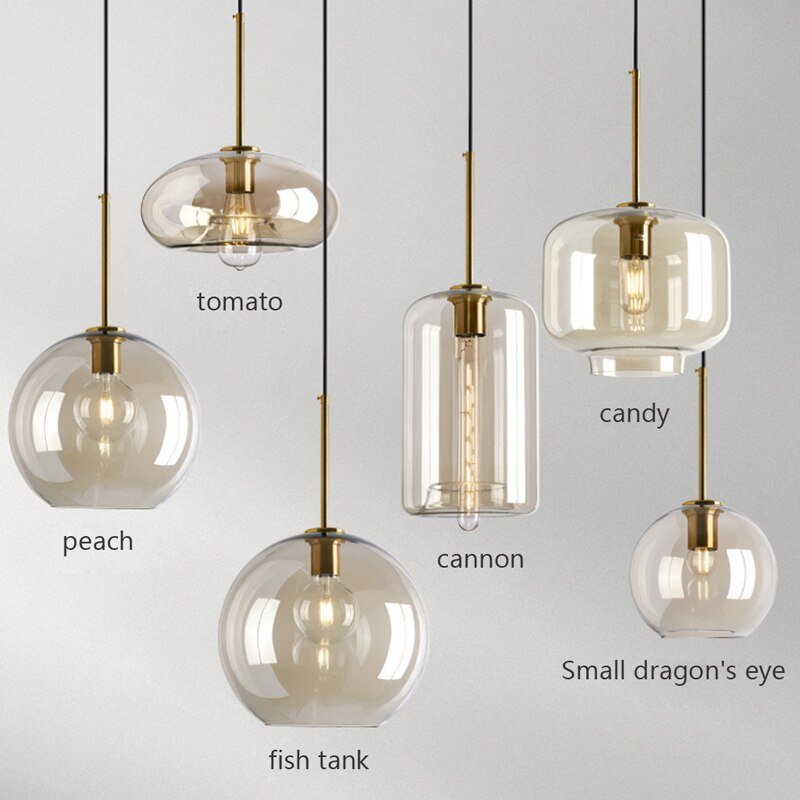 Modern Nordic hanging loft Glass lustre Pendant Light industrial decor Lights Fixtures E27/E26 for Kitchen Restaurant Lamp 3