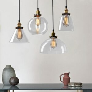 Vintage Amber clear Glass Pendant lightings Nordic industrial Kitchen living room decoration Single head LED hanging lamp 1