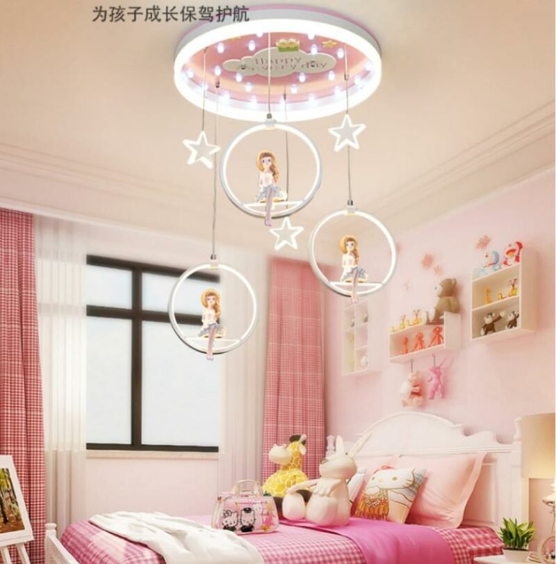 Children's room ceiling lamp  princess bedroom lamp Nordic style creative modern simple eye protection pink decorative Lamp 6