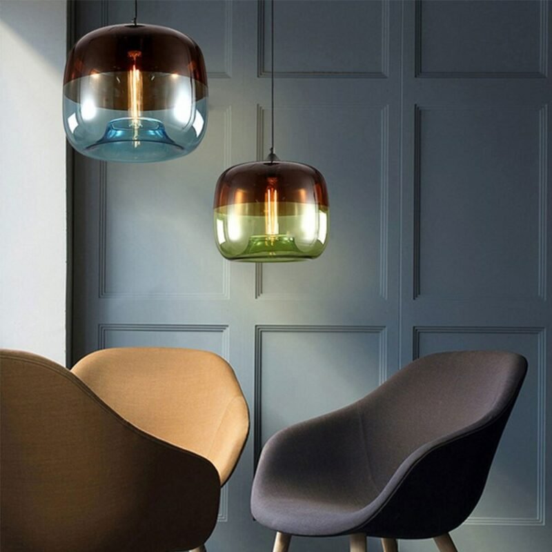 Nordic Retro colorful hanging Glass Pendant Lamp Fixtures E27 LED pendant Lights for Cafe Bar Restaurant living room bedroom 4