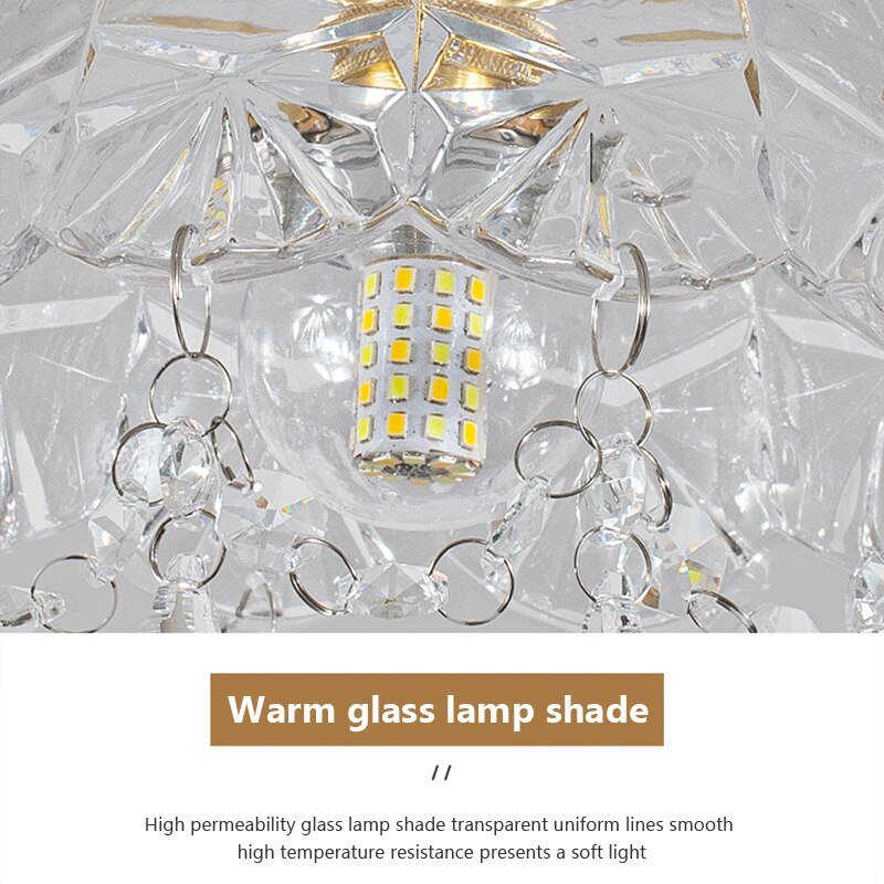 Glass Pendant Vintage brass crystal Wall lamp living room Fixtures Glass Retro Pendant Lighting Vintage Single head Lamp 6