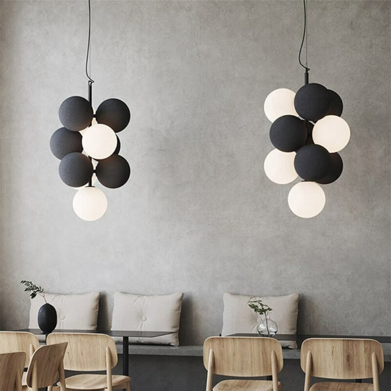 Wabi-sabi Nordic Glass Ball Chandelier for Dining Living Room Bedroom Kitchen Pendant Lamp Home Decor Design Aesthetic Fixture 3