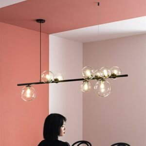 Nordic designer chandelier Long black minimalist glass chandelier bubbles bedroom Dinning Room Decor home long wire light 1