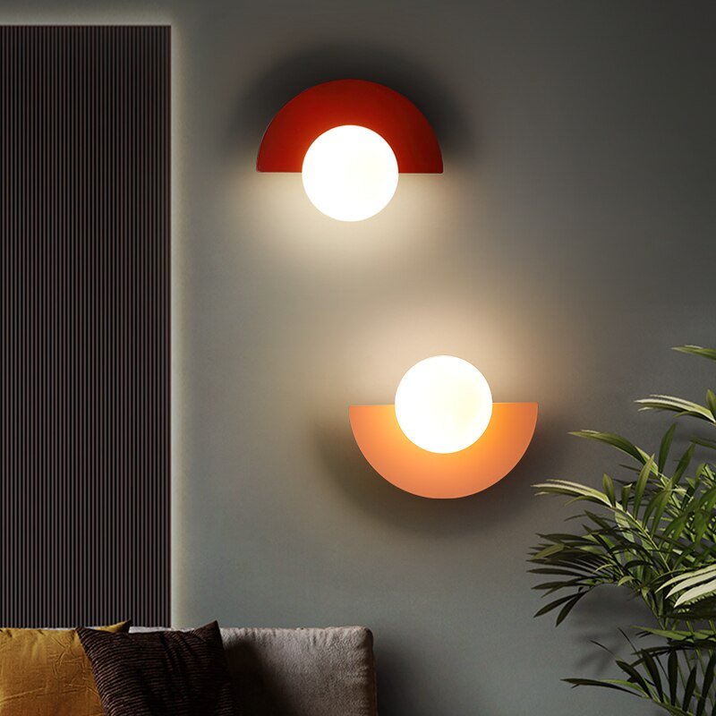Nordic Wrought IronLED Wall Lamp Bedroom Bedside Wall Light Simple Colorful Glass Ball бра Indoor Livingroom Sconce Home Decors 5