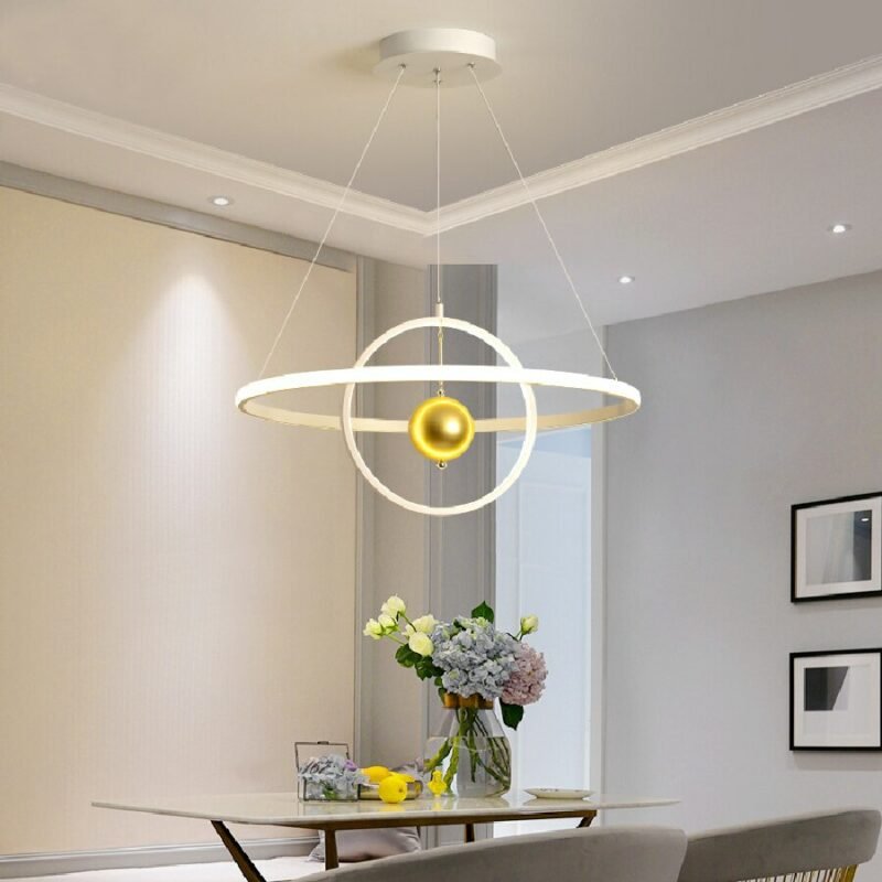 Modern Circular Chandelier Led Rings Dining Room Lights Bedroom Decor Loft Hanglamp Lighting Fixtures Creative Pendant Lamp 2