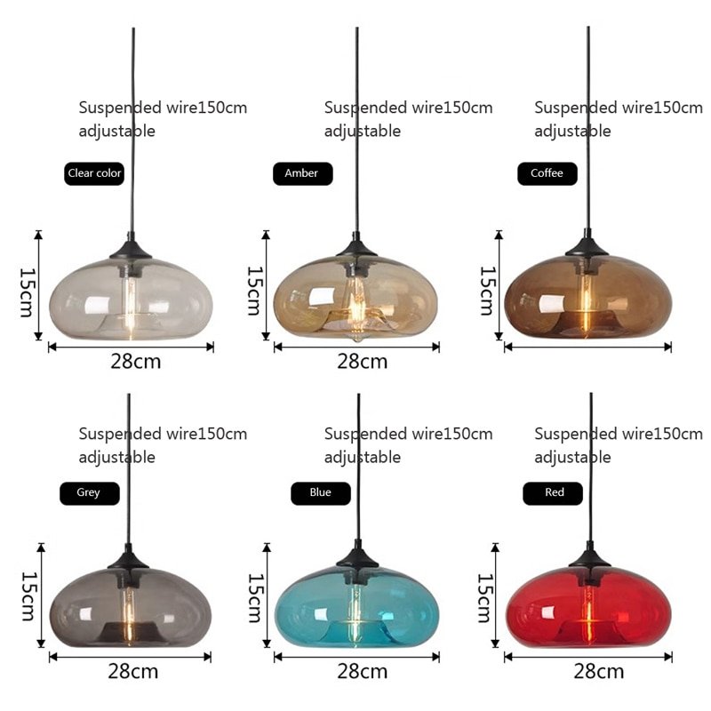 Modern Glass Colorful Pendant Lights for Restaurant Bar Shop Vintage Indoor Pendant Lamps Decoration Lighting LED Hang lamp 4